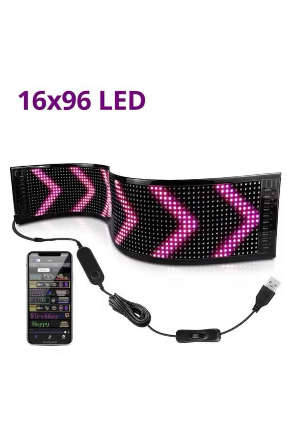 Led Ekran Matrix Panel En Büyük Boy 16X96 Araba Yazısı görsel 2