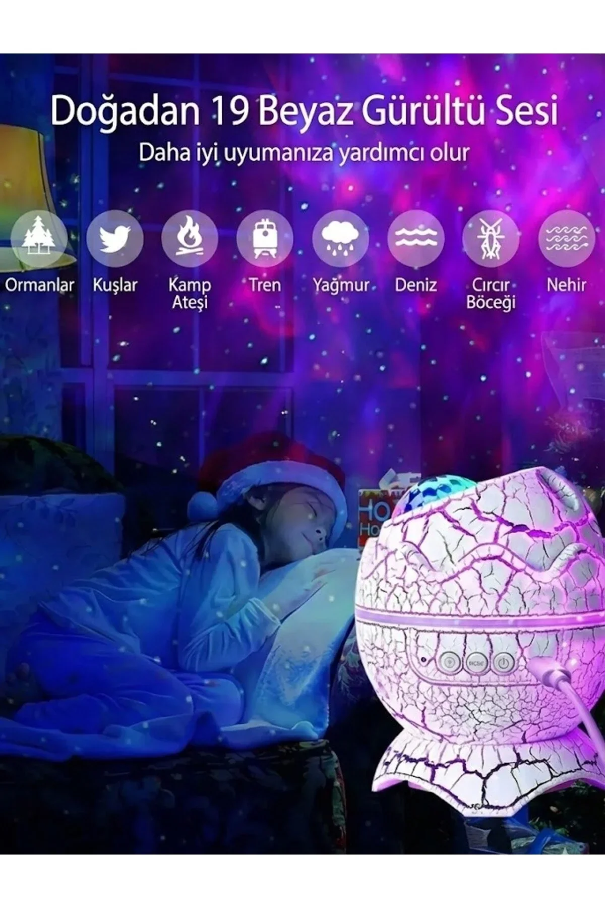 Bluetooth Hoparlörlü RGB Gece Lambası – Dinazor yumurtası Işıklı, Uzaktan Kumandalı Dekor Lamba görsel 4