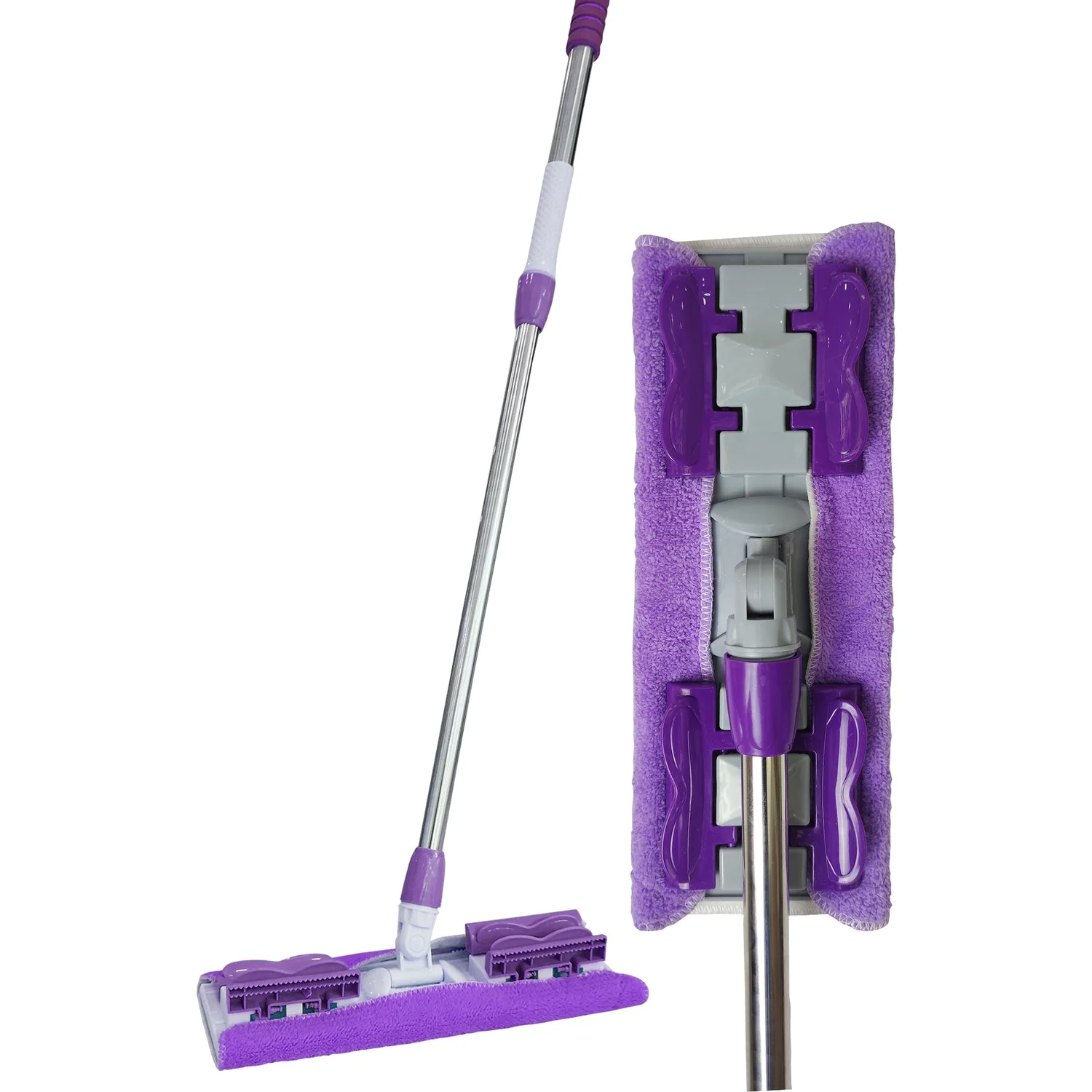 Sihirli Spin Mop Teleskopik Çok Amaçlı Mop +1 Bez Hediyeli - Mor görsel 3