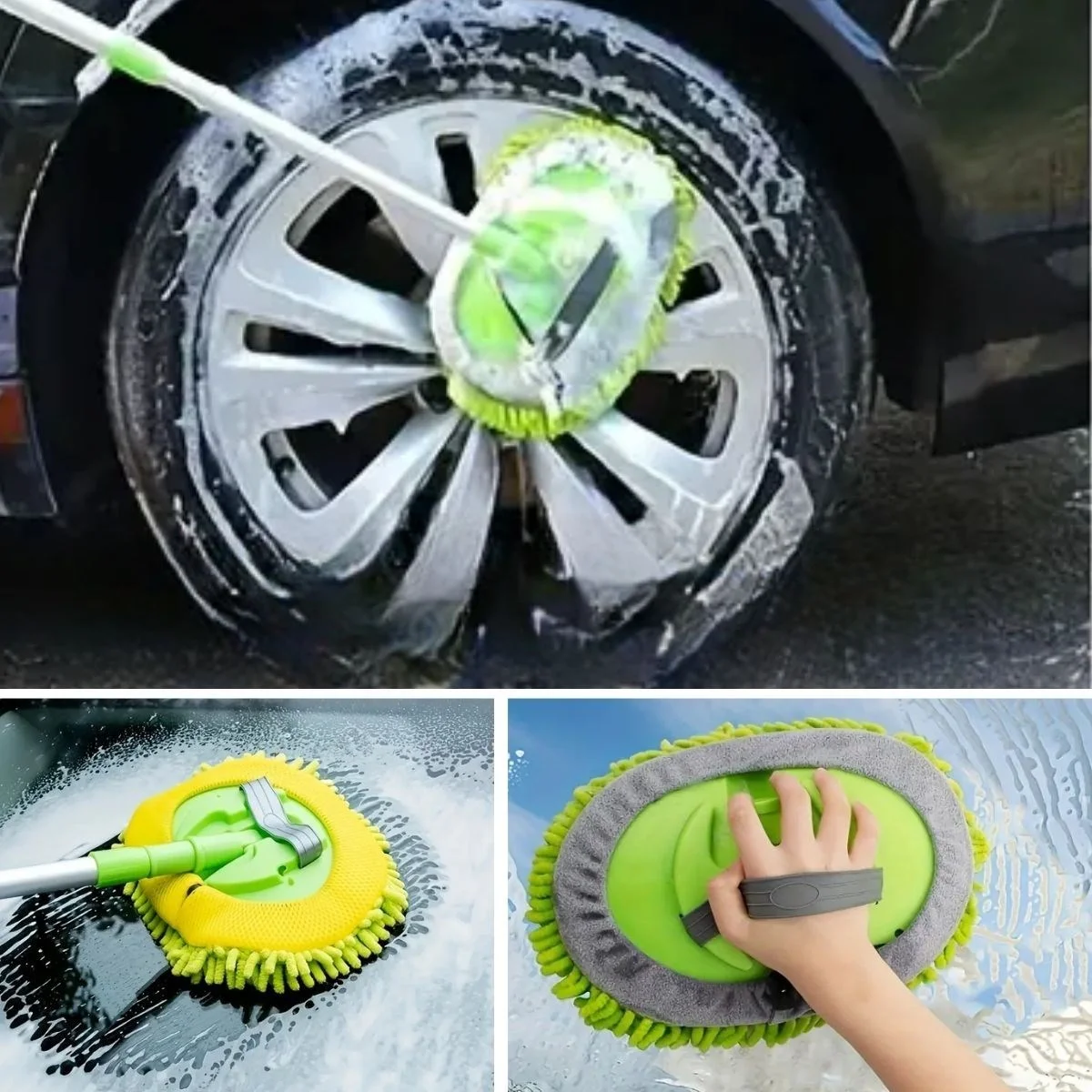 Yedek krofiber Bezli Oto Yıkama Mop Seti görsel 3