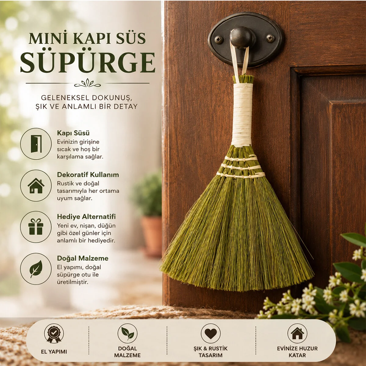 Kapı Süs - Süpürge Hasır Saplı