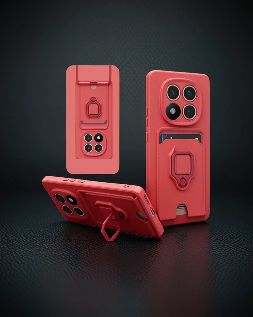 Xiaomi Redmi Note 14 Pro 5g Kılıf Zuma Kartvizitli Yüzüklü Silikon - Pembe