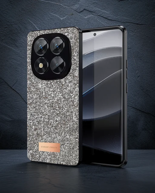 Onegif Xiaomi Redmi Note 14 Pro 5g Bright Simli Kapak - Gold