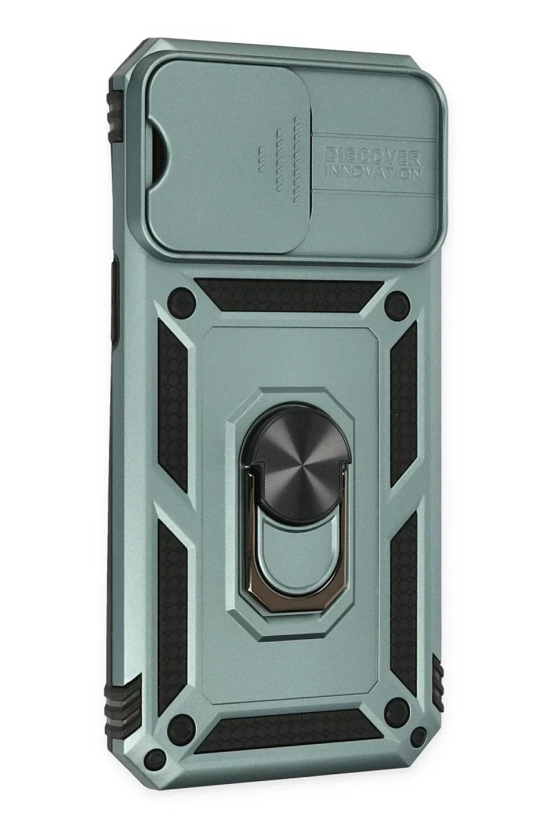 Apple iPhone 14 Pro Max Kılıf Pars Lens Yüzüklü Silikon - Yeşil görsel 2