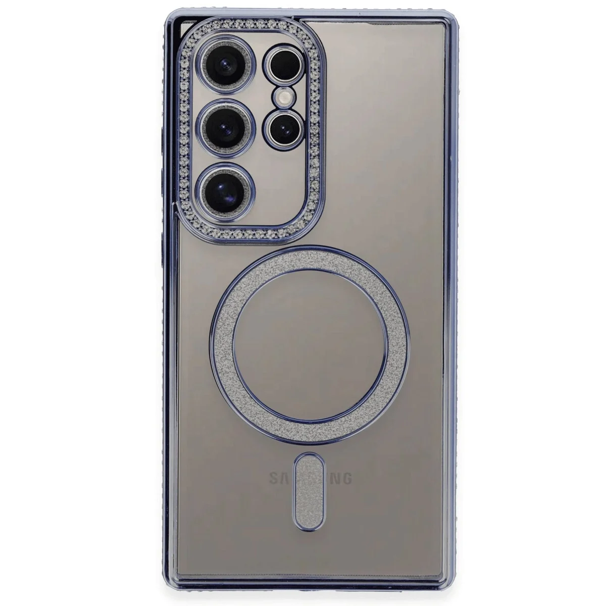 Samsung Galaxy S24 Ultra Kılıf Joke Simli Magneticsafe Kılıf - Mavi görsel 2