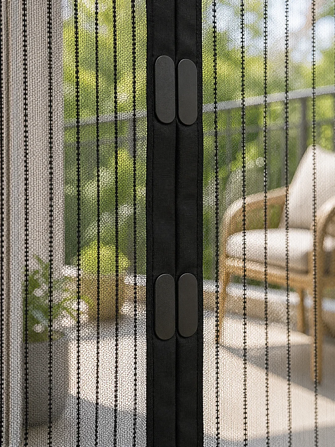 Mıknatıslı Kapı Sinekliği Otomatik Kapanan Siyah File Balkon ve Teras Sinekliği görsel 5