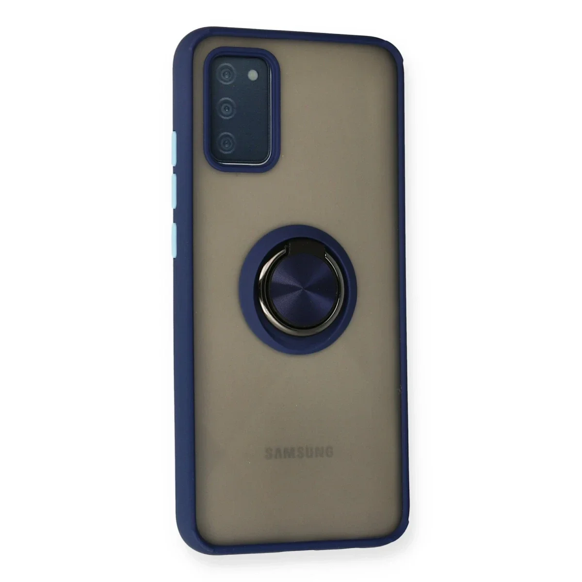 Samsung Galaxy A02S Kılıf Montreal Yüzüklü Silikon Kapak - Lacivert görsel 2