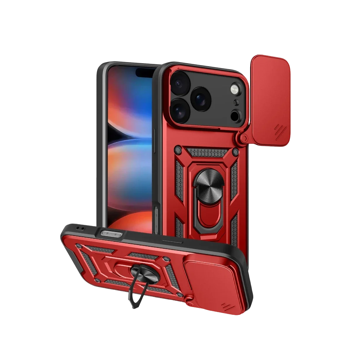 Apple iPhone 17 Pro Max Pars Lens Yüzüklü Silikon - Kırmızı