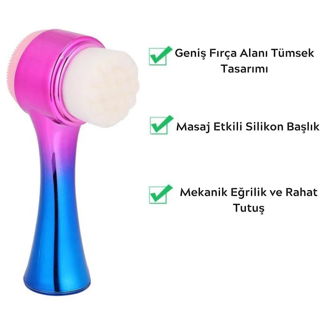 Çift İşlevli Renkli Cilt Yüz Temizleme Fırçası Peeling Masaj Etkili Gözenek Temizleyici Alet (adet fiyatıdır) görsel 3