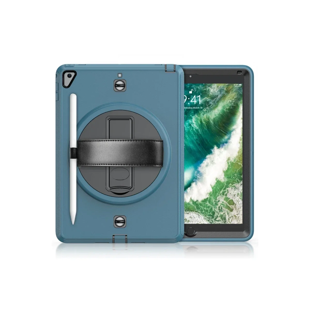 Apple iPad 5 Air 9.7 Kılıf Strap-C Otterbox Tablet Kapak - Mavi görsel 2