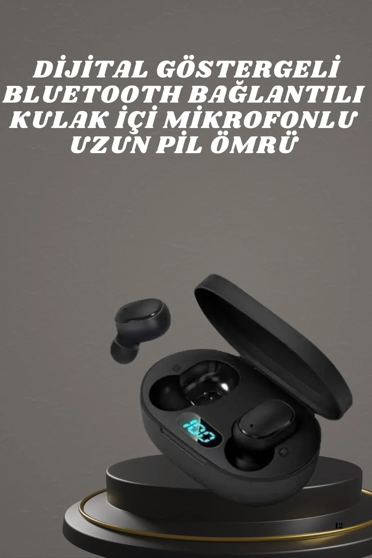 Kulaklık Dijital Göstergeli Bluetooth Bağlantılı Kablosuz Kulak İçi krofonlu Dokunmatik Kontrol görsel 2