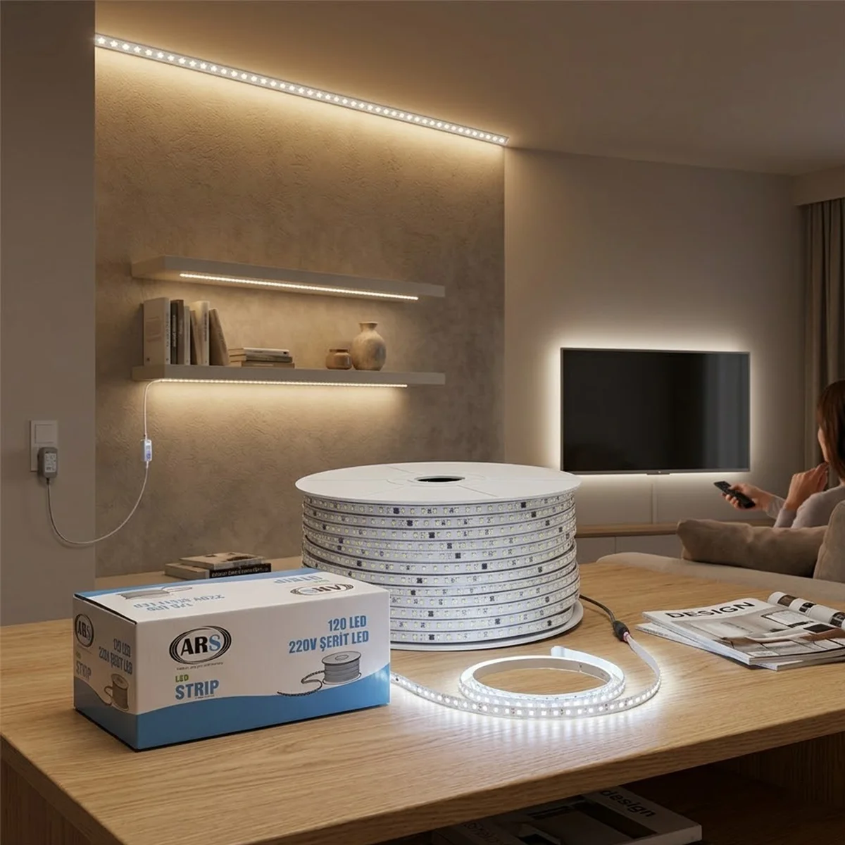 100m 220V Dış Mekan LED Şerit 6500K Beyaz 120 LED/m görsel 3