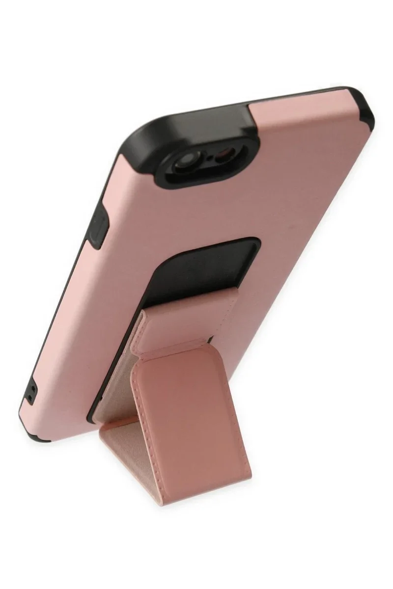 Apple iPhone 6 Kılıf Mega Standlı Silikon - Pudra görsel 3