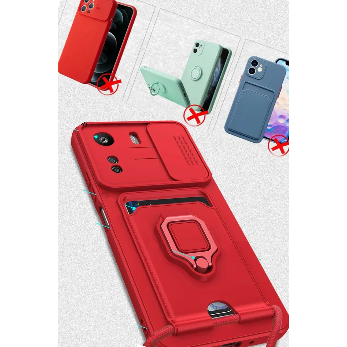 Xiaomi Redmi 13C Kılıf Zuma Kartvizitli Yüzüklü Silikon - Lila görsel 5