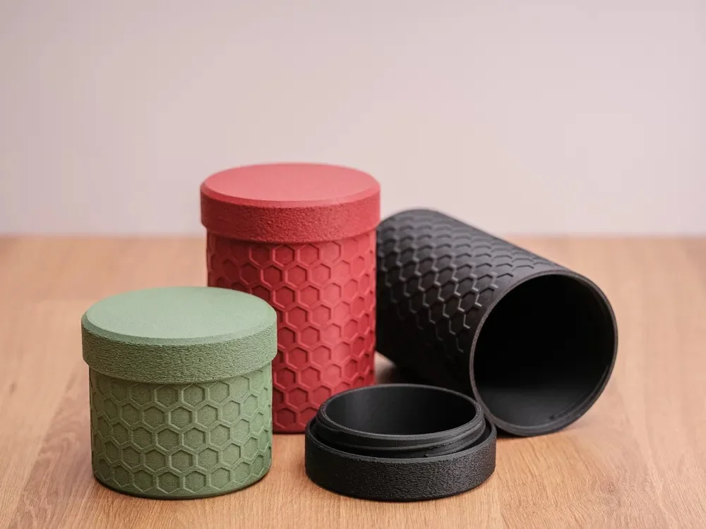 3D Baskı 3lü Petek Desenli Kapaklı Kavanoz Seti Bal Peteği Dokulu Dekoratif Mutfak Saklama Kabı 5-8-12 cm görsel 2