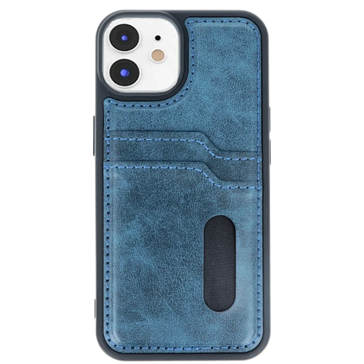 Apple iPhone 11 Kılıf Sara Kartvizitli Deri Kılıf - Lacivert görsel 2