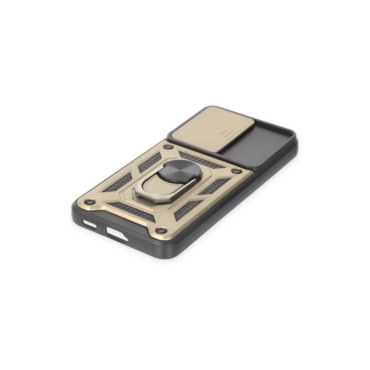 Samsung Galaxy S24 Kılıf Pars Lens Yüzüklü Silikon - Gold görsel 5