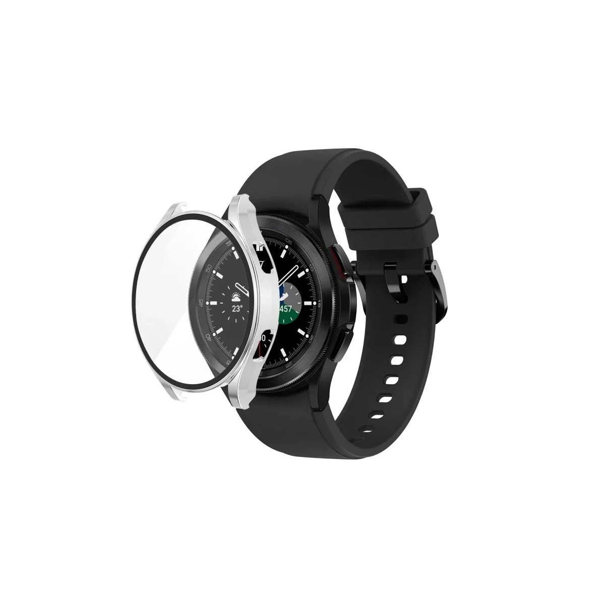 Watch 5 44mm Wall Camlı Kasa Ekran Koruyucu - Gümüş görsel 2