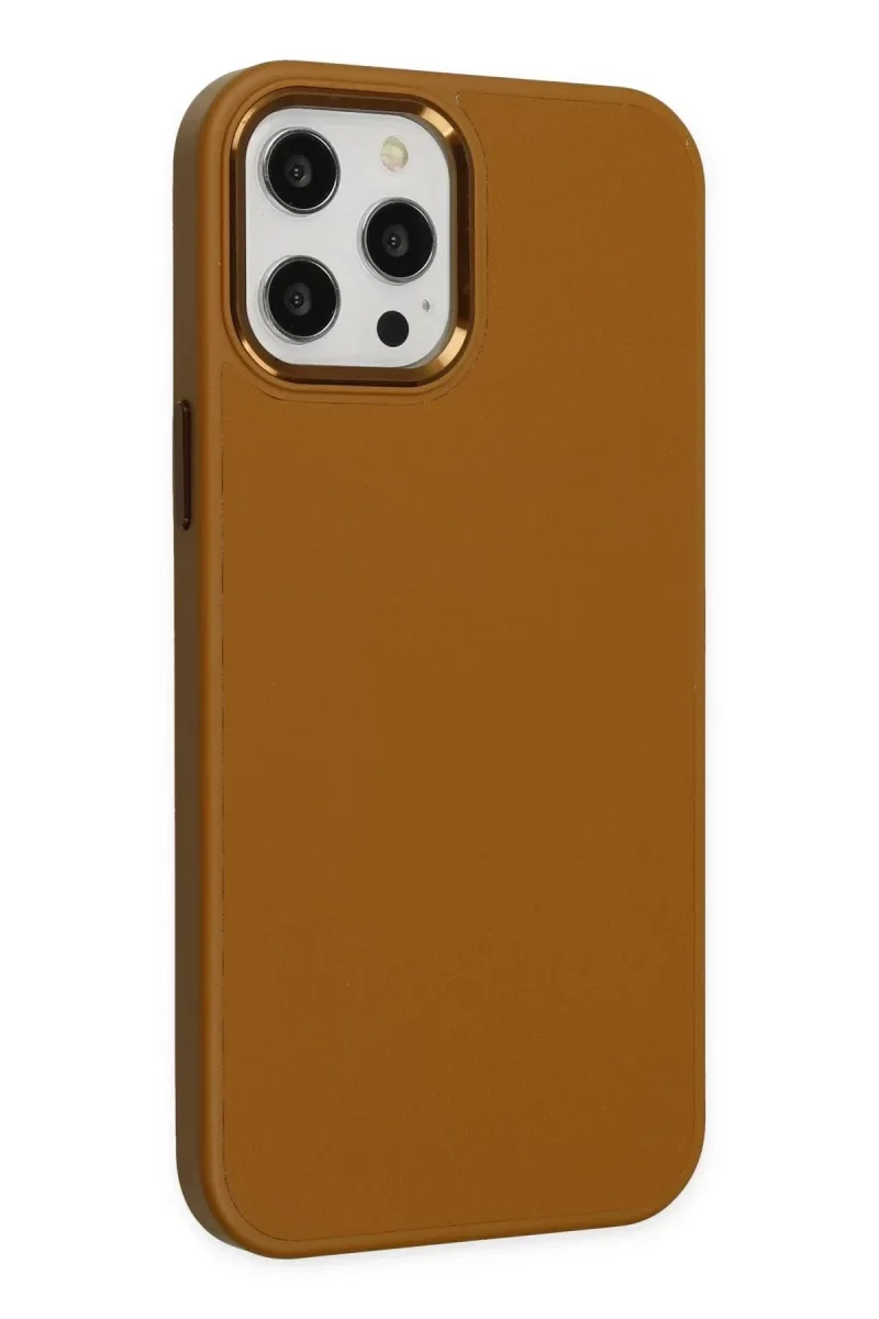 Apple iPhone 12 Pro Max Kılıf Asya Deri Silikon - Kahverengi görsel 2