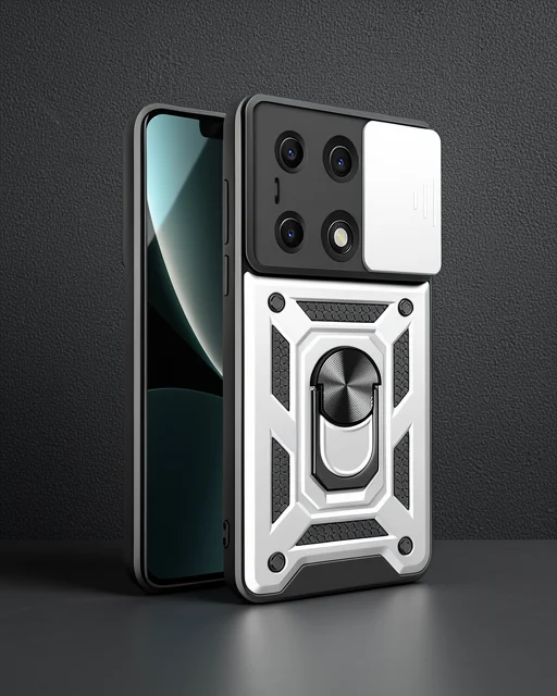 Xiaomi Poco M6 Pro 4g Kılıf Pars Lens Yüzüklü Silikon - Gümüş