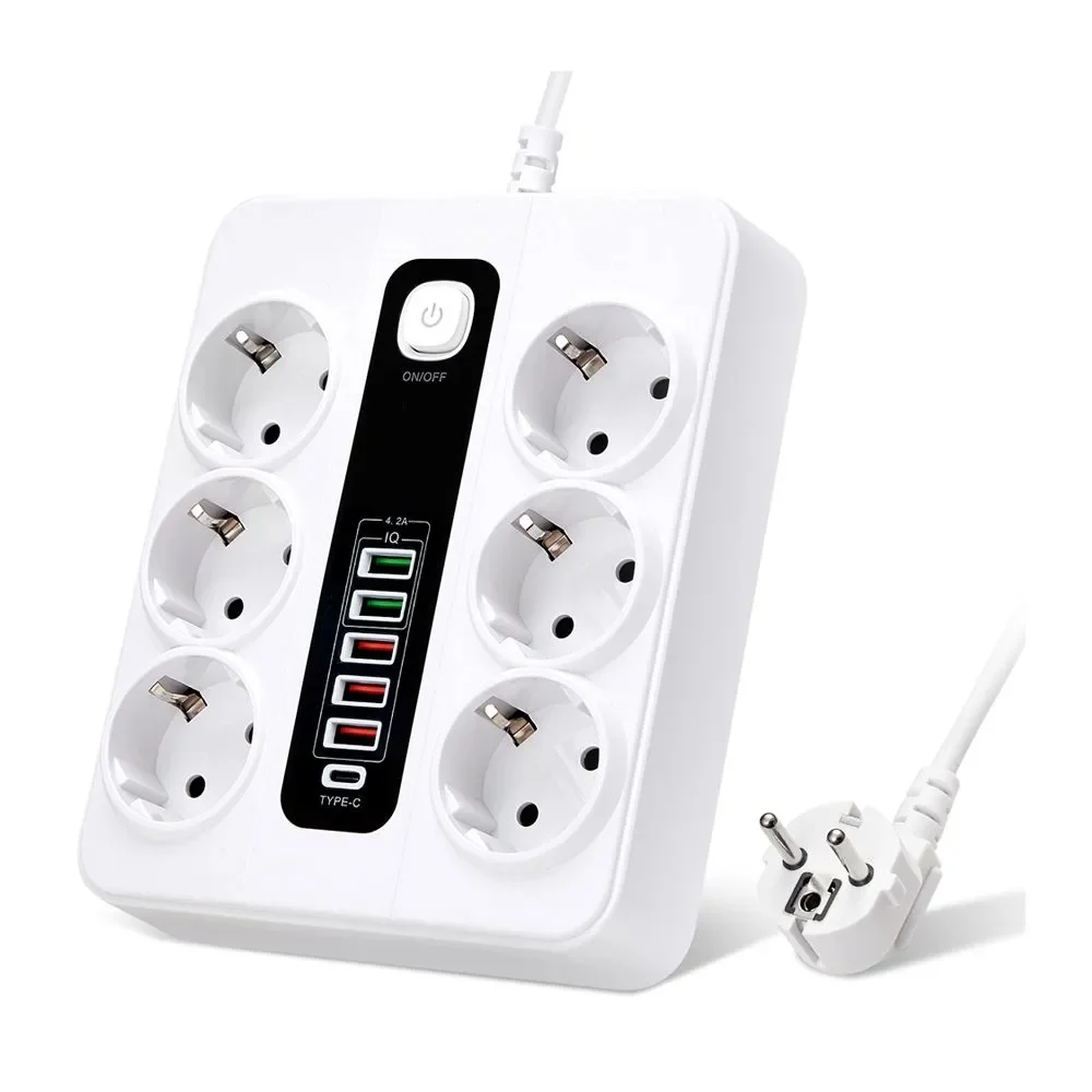 Vothoon HP-H04 3000W 10Amper 6’lı 2metre Uzatma Kablolu Çoklu Termal Akım Priz görsel 2