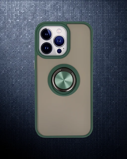 Apple İphone 15 Pro Max Kılıf Montreal Yüzüklü Silikon Kapak - Yeşil