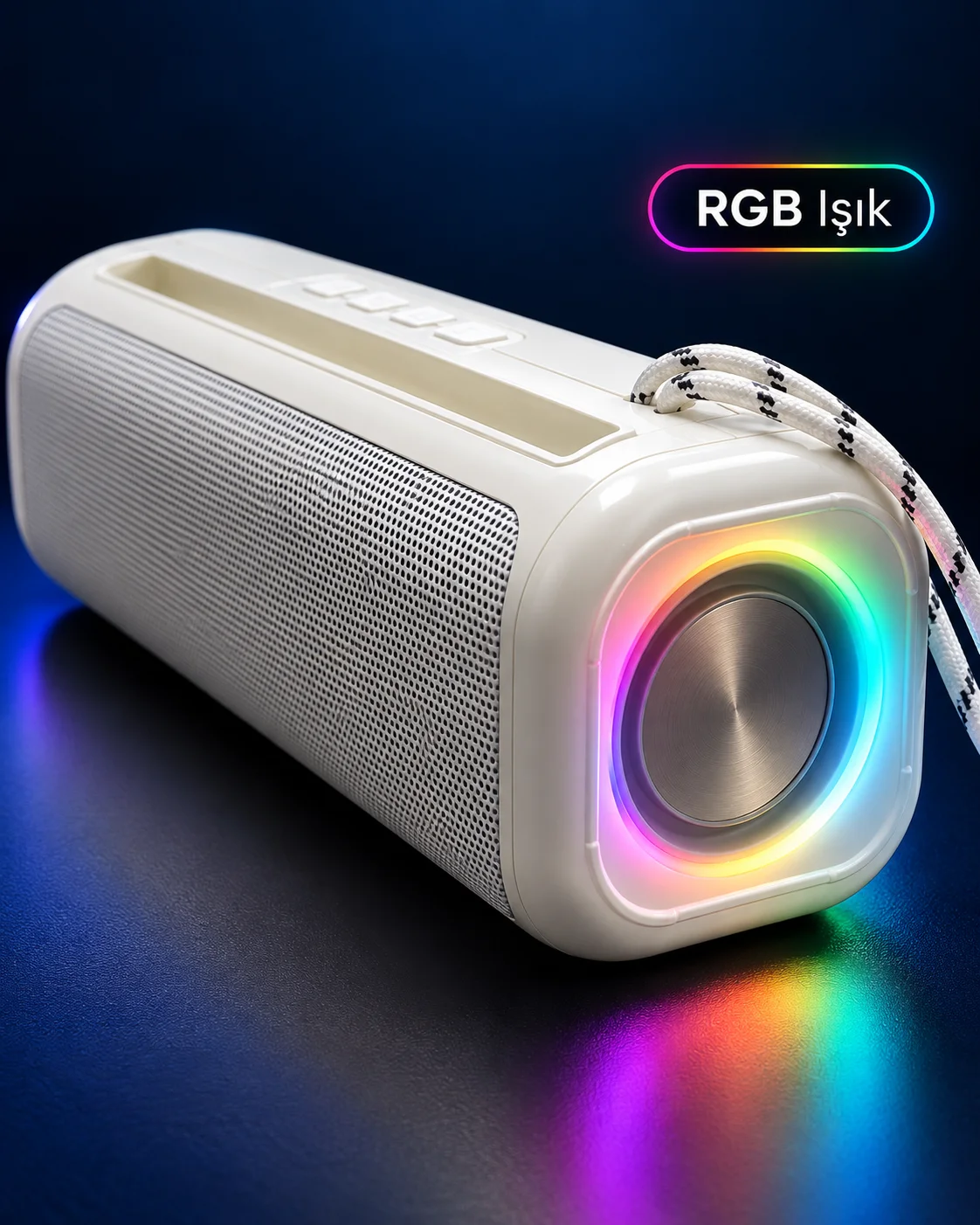 RGB Işıklı Bluetooth Kablosuz Hoparlör TWS Stereo Destekli USB ve TF Kart Girişli (Kopya) görsel 4