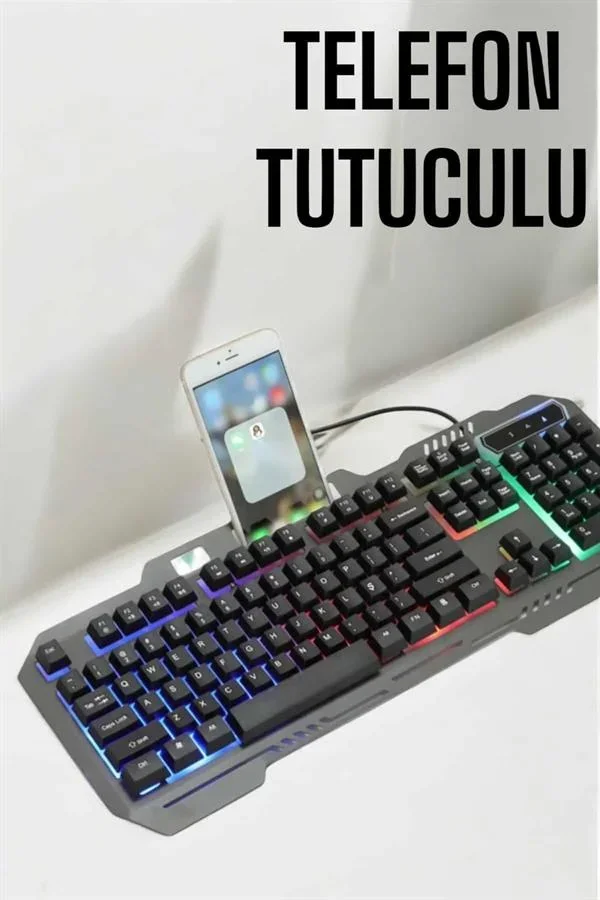 Oyuncu Klavyesi Q Klavye RGB Işıklı Mouse Hediyeli görsel 3