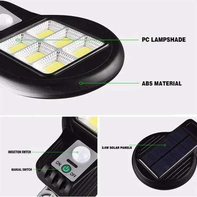 CL-182-6 Hareket Sensörlü 48 COB Ledli Solar Sokak Lambası görsel 3