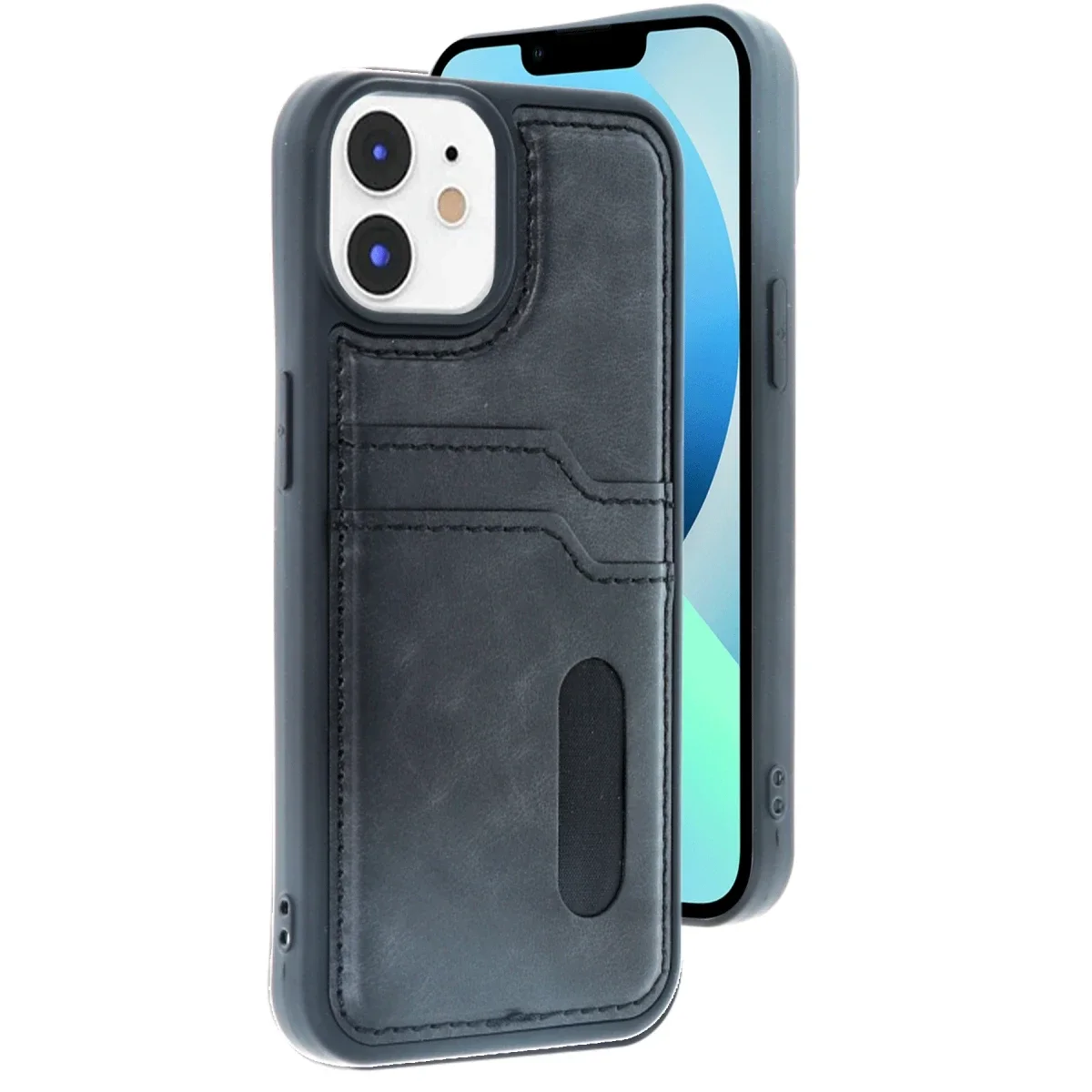 Apple iPhone 11 Kılıf Sara Kartvizitli Deri Kılıf - Siyah