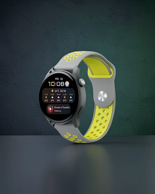 Watch 22mm Spor Delikli Kordon - Gri-yeşil
