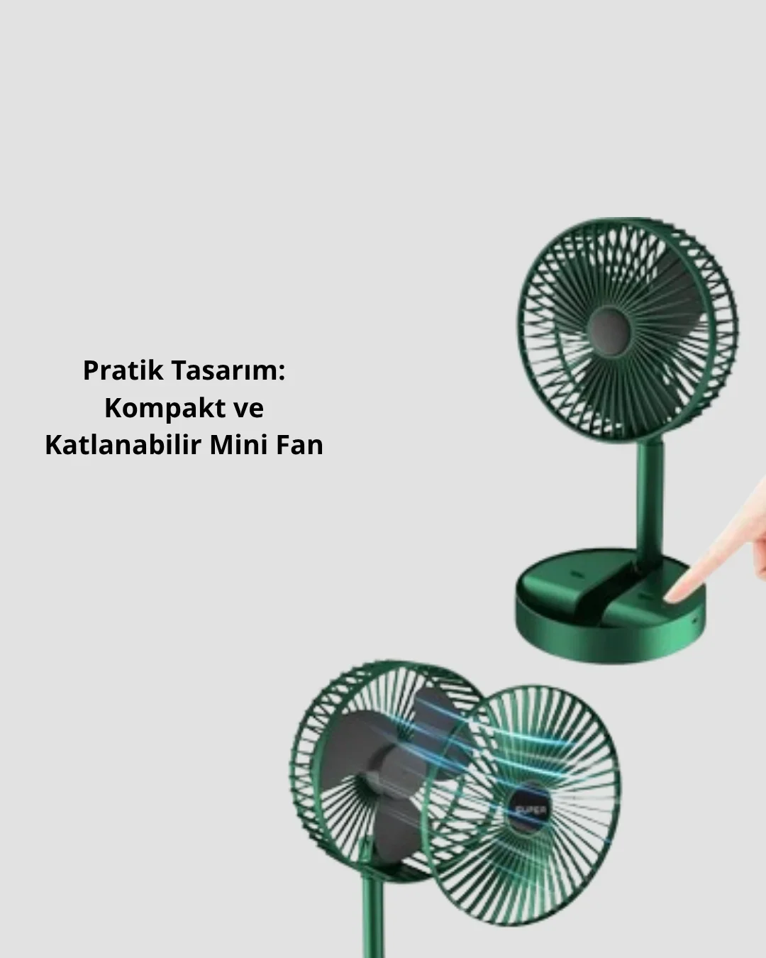 Şarjlı Katlanabilir ni Fan – 3 Kademe Hız Ayarı, Taşınabilir Tasarım görsel 3