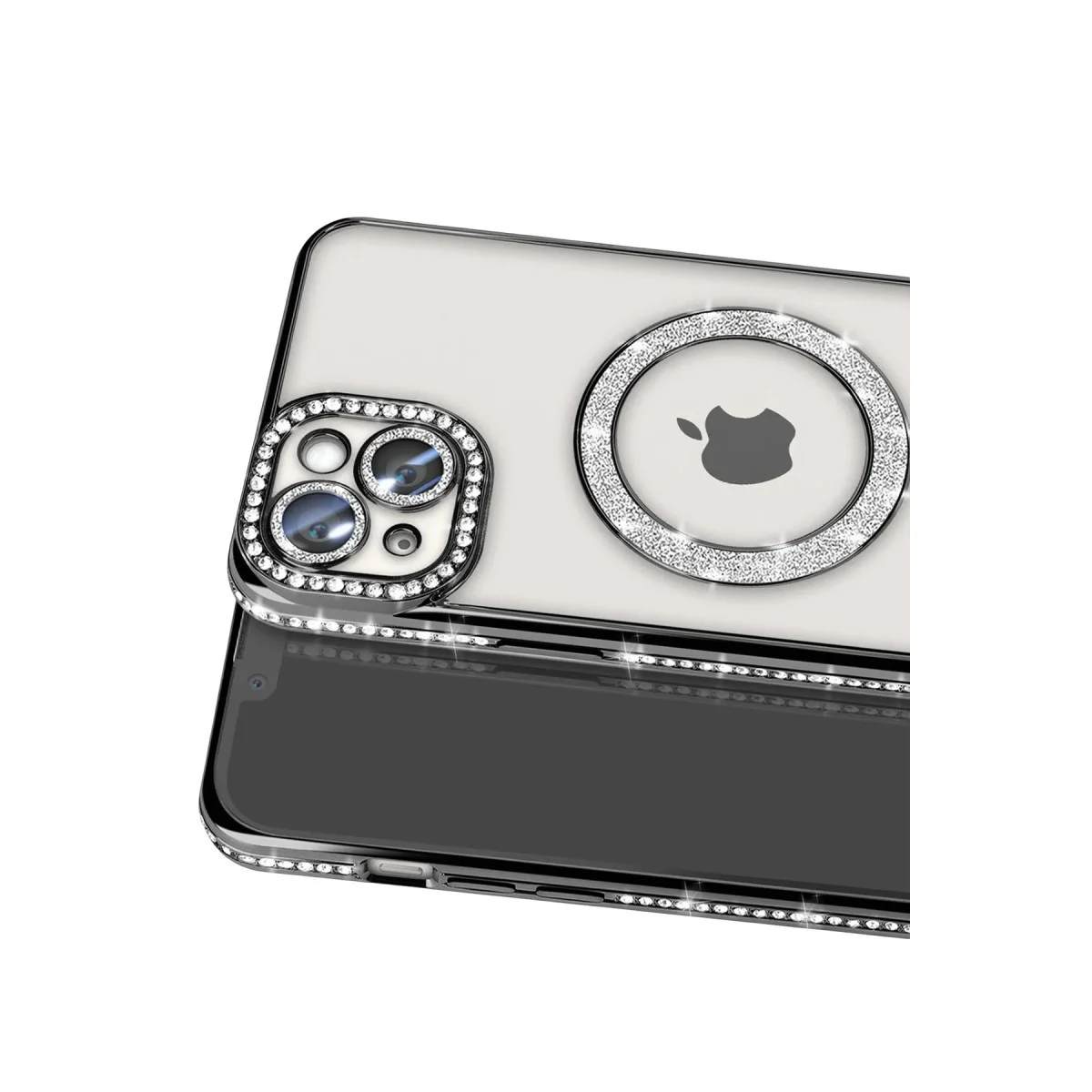 Apple İphone 15 Kılıf Joke Simli Magneticsafe Kılıf - Siyah görsel 2