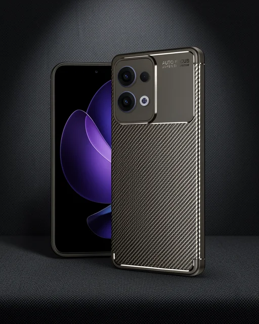 Oppo Reno 13 Pro Kılıf Auto Focus Karbon Kapak - Kahverengi