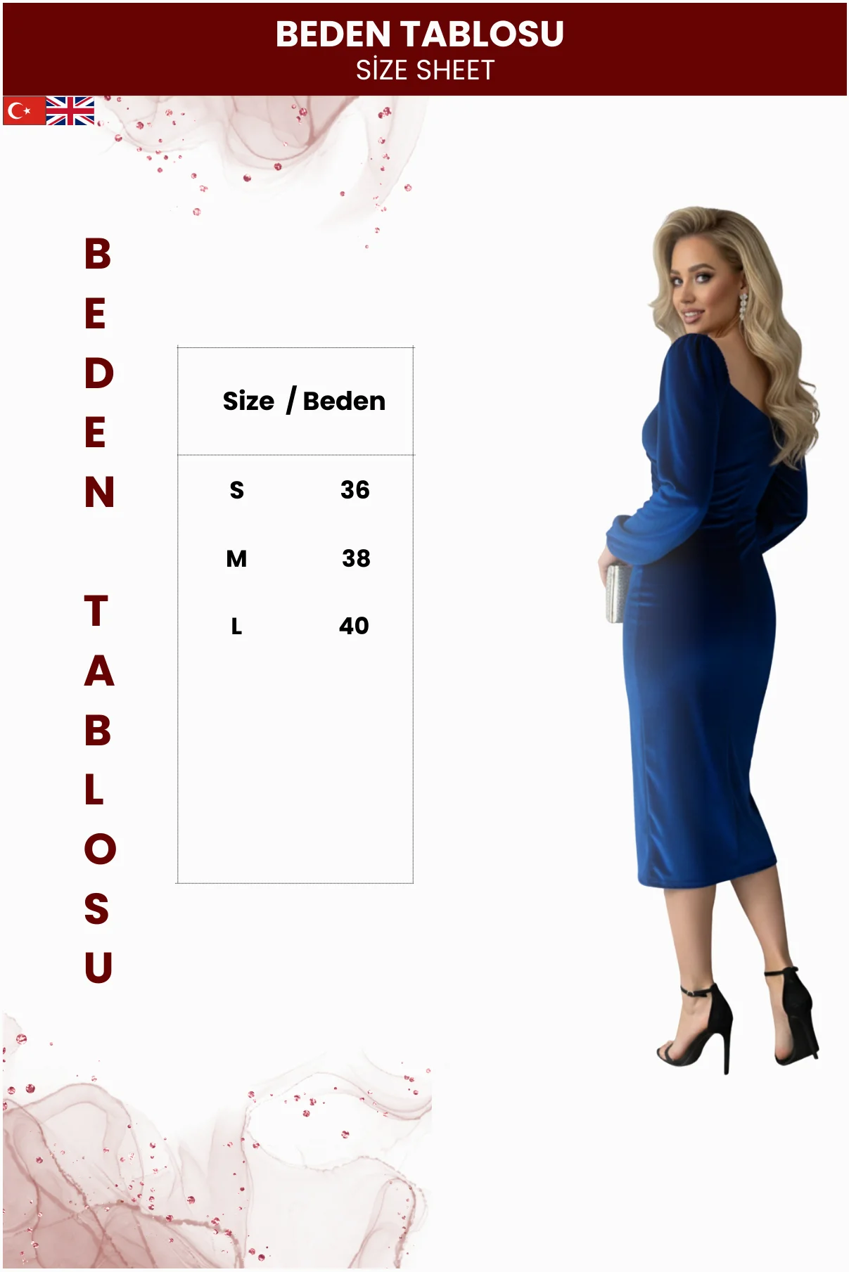 Kadın Kadife Kumaş Midi Elbise