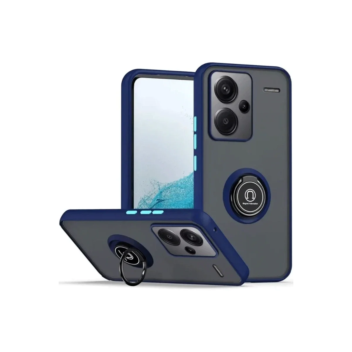 Xiaomi Redmi Note 13 Pro Plus Kılıf Montreal Yüzüklü Silikon Kapak - Lacivert