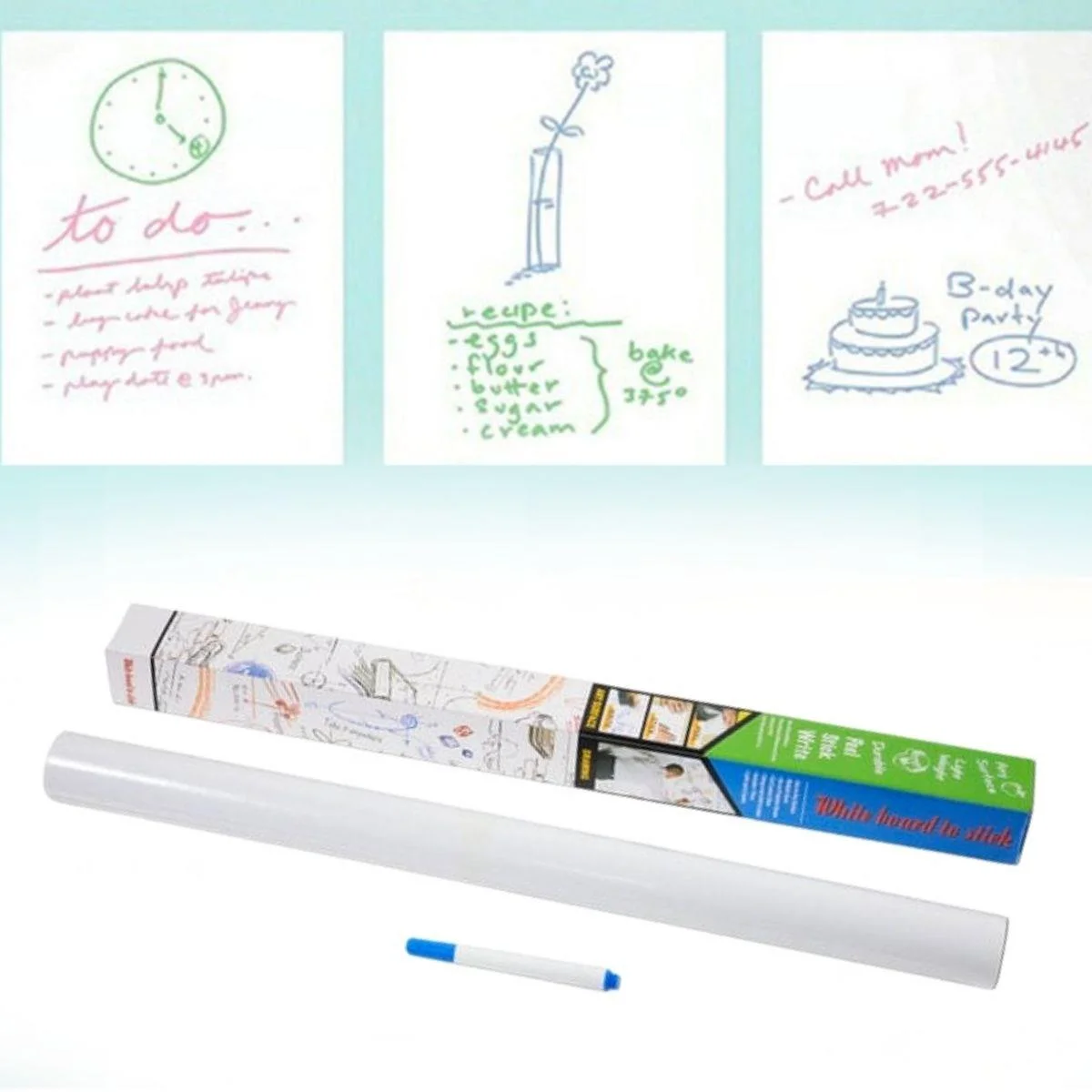 Silinebilir Kalemli Sticker Duvara Yapışabilen Yazı Tahtası 60x100 cm