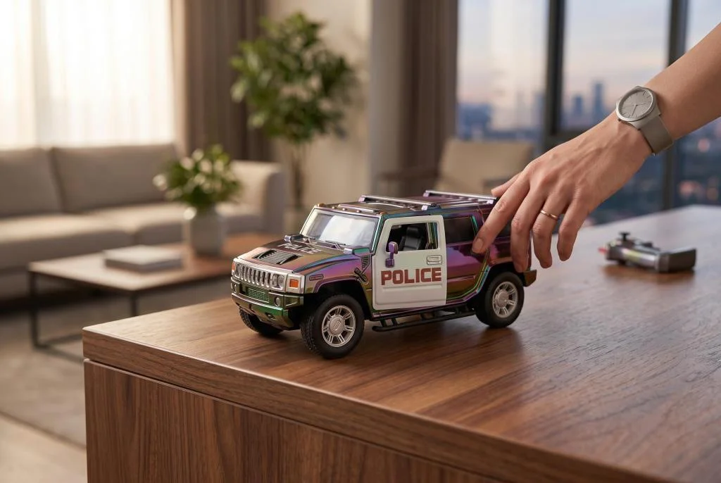 WH327-10 Hummer Polis Jeep Parlak Oyuncak Polis görsel 2
