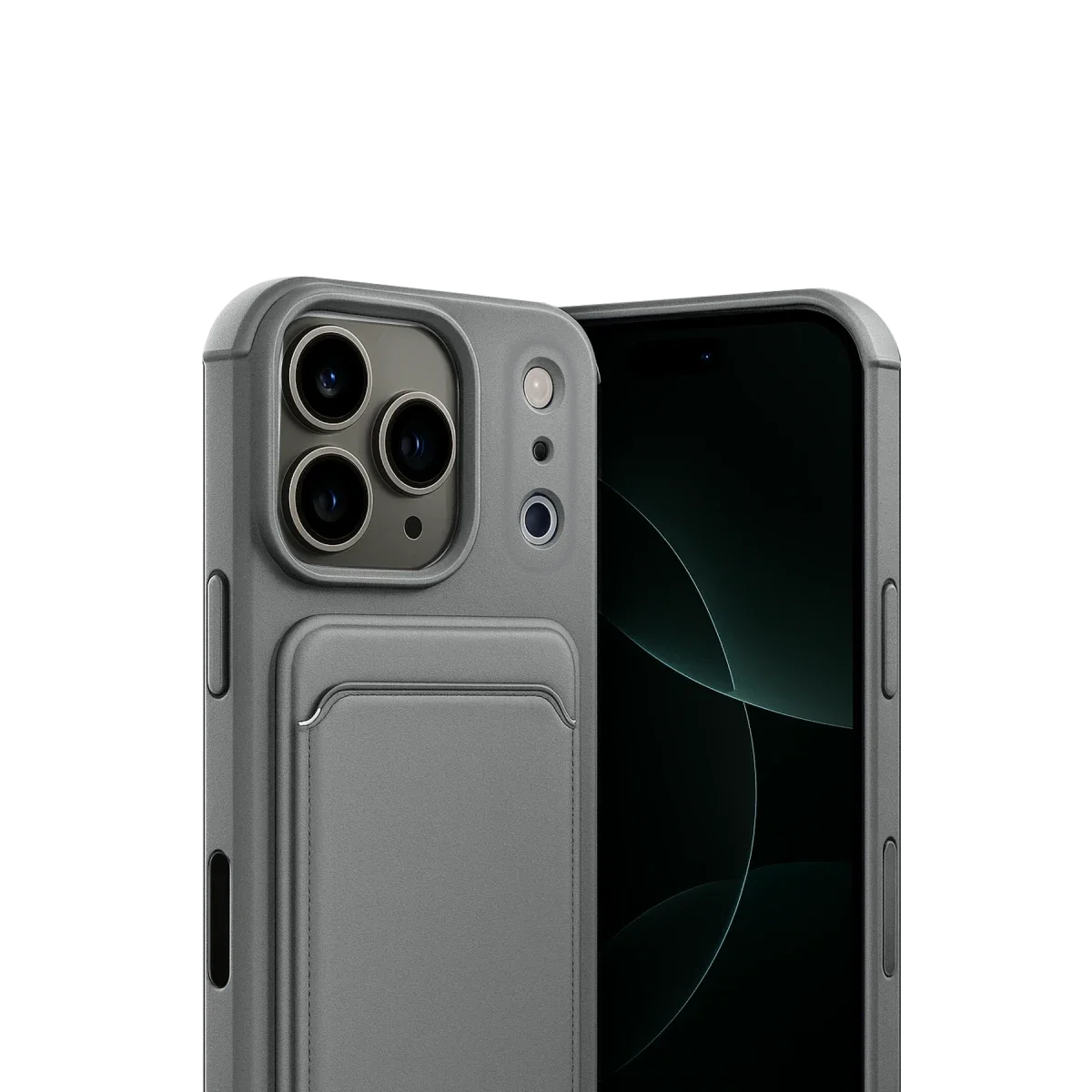 Apple iPhone 17 Pro Max Kelvin Kartvizitli Silikon - Gri görsel 2