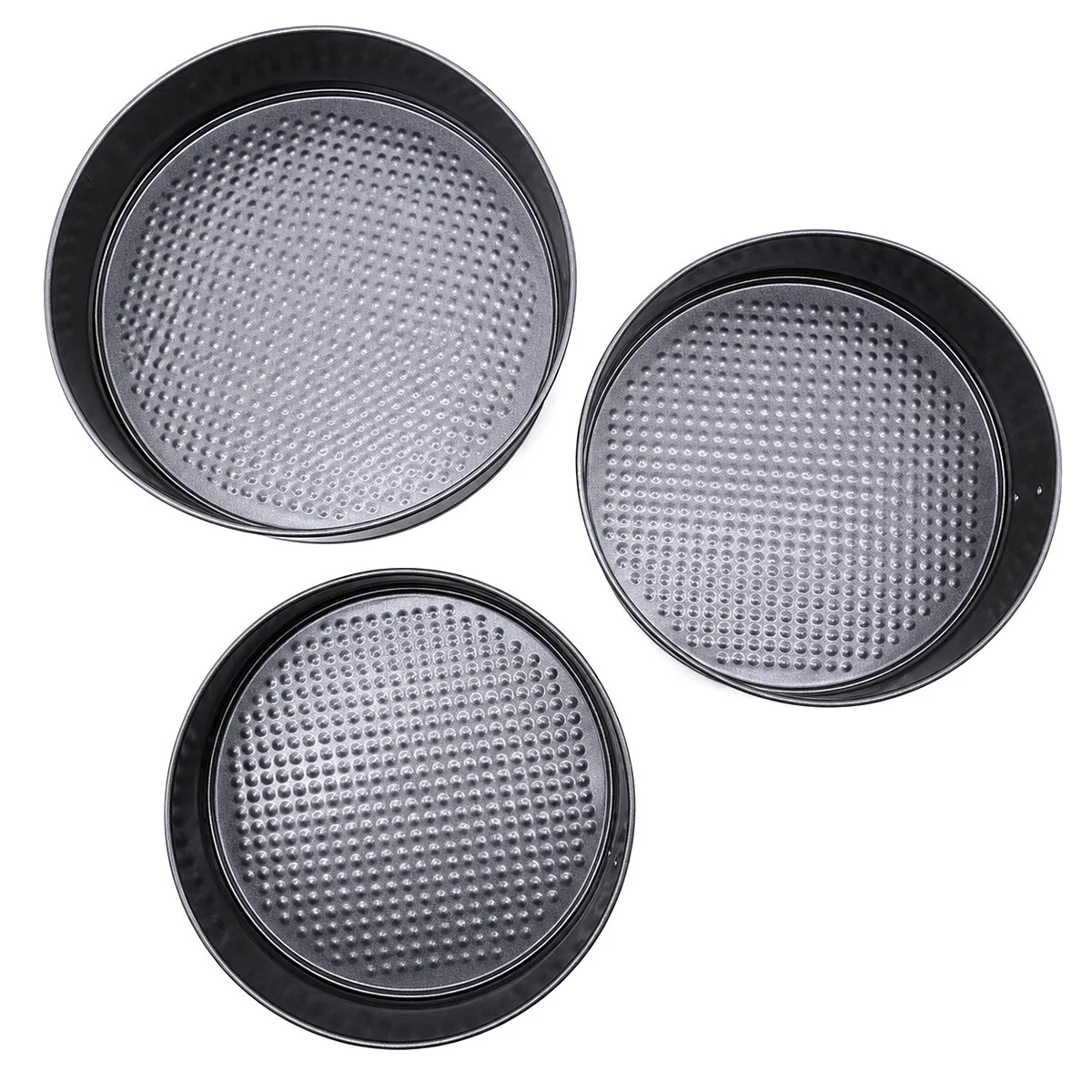3 Parça Yuvarlak - Renkli Kelepçeli Metal Kek Kalıp 24-26-28CM görsel 3