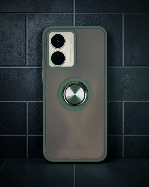 Vivo Y16 Kılıf Montreal Yüzüklü Silikon Kapak - Yeşil