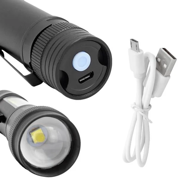 PM-14622 Metal 4 Işık Modlu Su Geçirmez 3400 Lümen Power Ledli Şarjlı El Feneri görsel 2