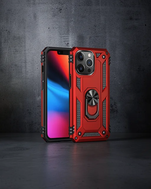 Apple İphone 13 Pro Kılıf Sofya Yüzüklü Silikon Kapak - Kırmızı