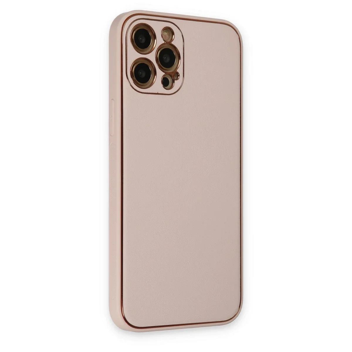 Apple iPhone 12 Pro Kılıf Coco Deri Silikon Kapak - Pudra görsel 2