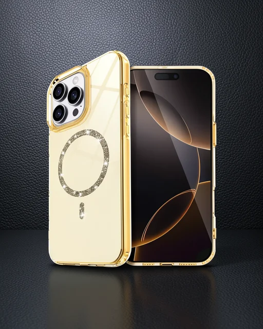 Apple İphone 15 Pro Max Live Diamond Magsafe Kapak - Sarı