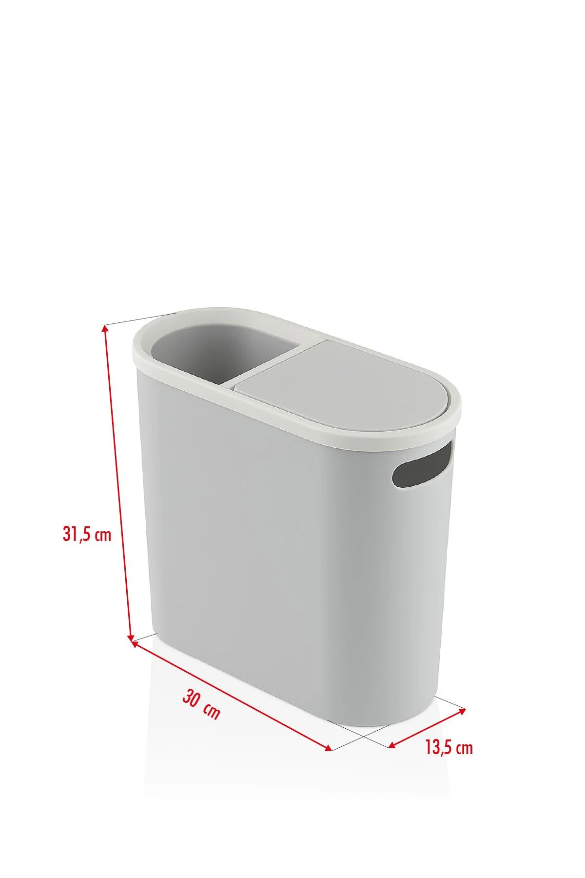 Gri Kapaklı WC Kağıtlıklı Çöp Kovası & Ofis Çöp Kovası 10 Lt görsel 3