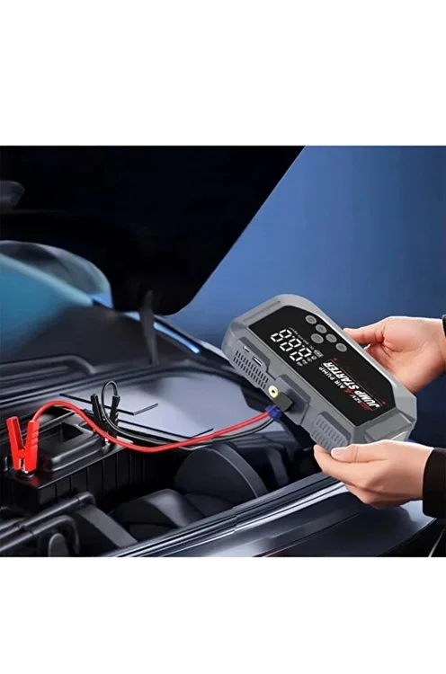 VTN-605 Şarjlı 12.000 mAh Taşınabilir Çantalı Araç Akü Şarj Takviyeli Işıklı Hava Kompresörü görsel 4