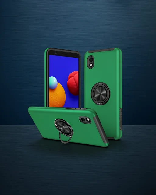 Samsung Galaxy A01 Core Kılıf Elit Yüzüklü Kapak - Yeşil
