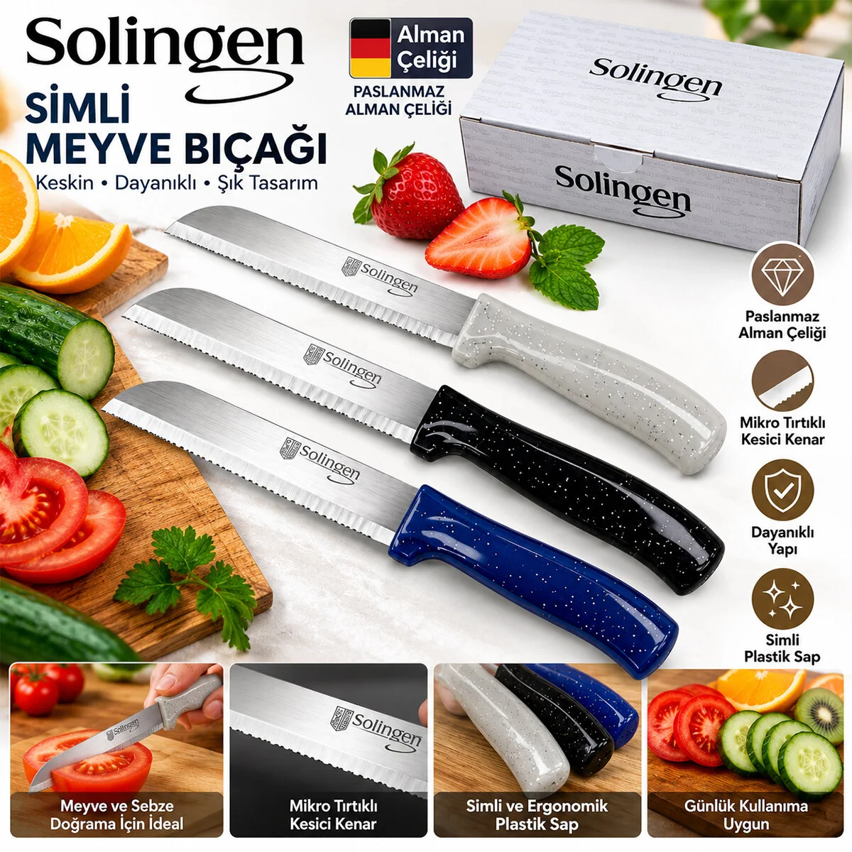 60 Adet Simli Meyve Bıçak görsel 3