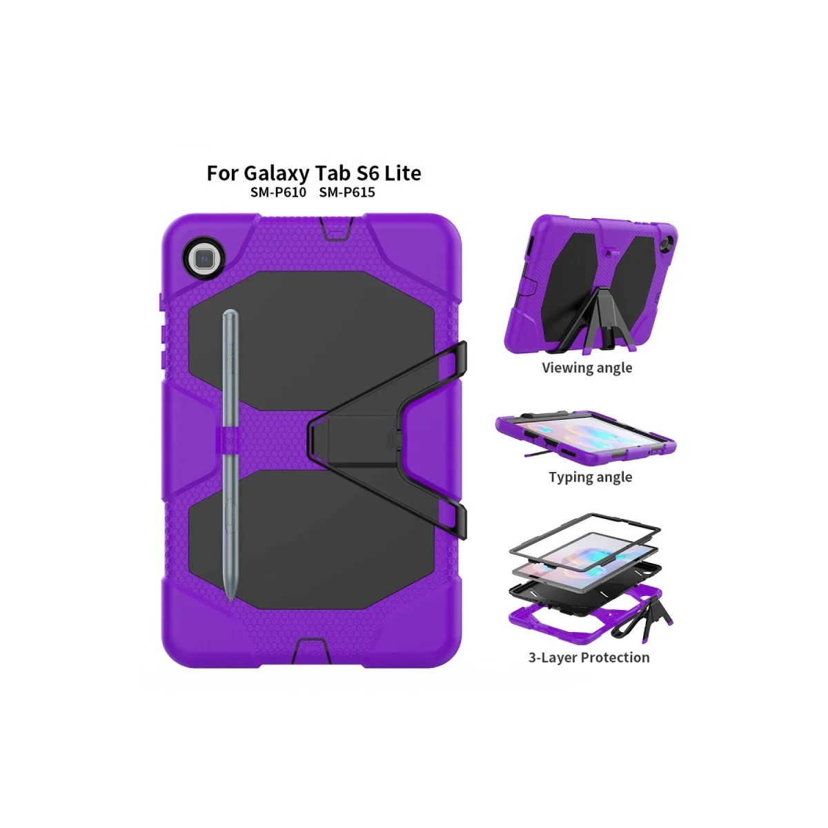 Samsung Galaxy P610 Tab S6 Lite 10.4 Kılıf Griffin Tablet Kapak - Mor görsel 4